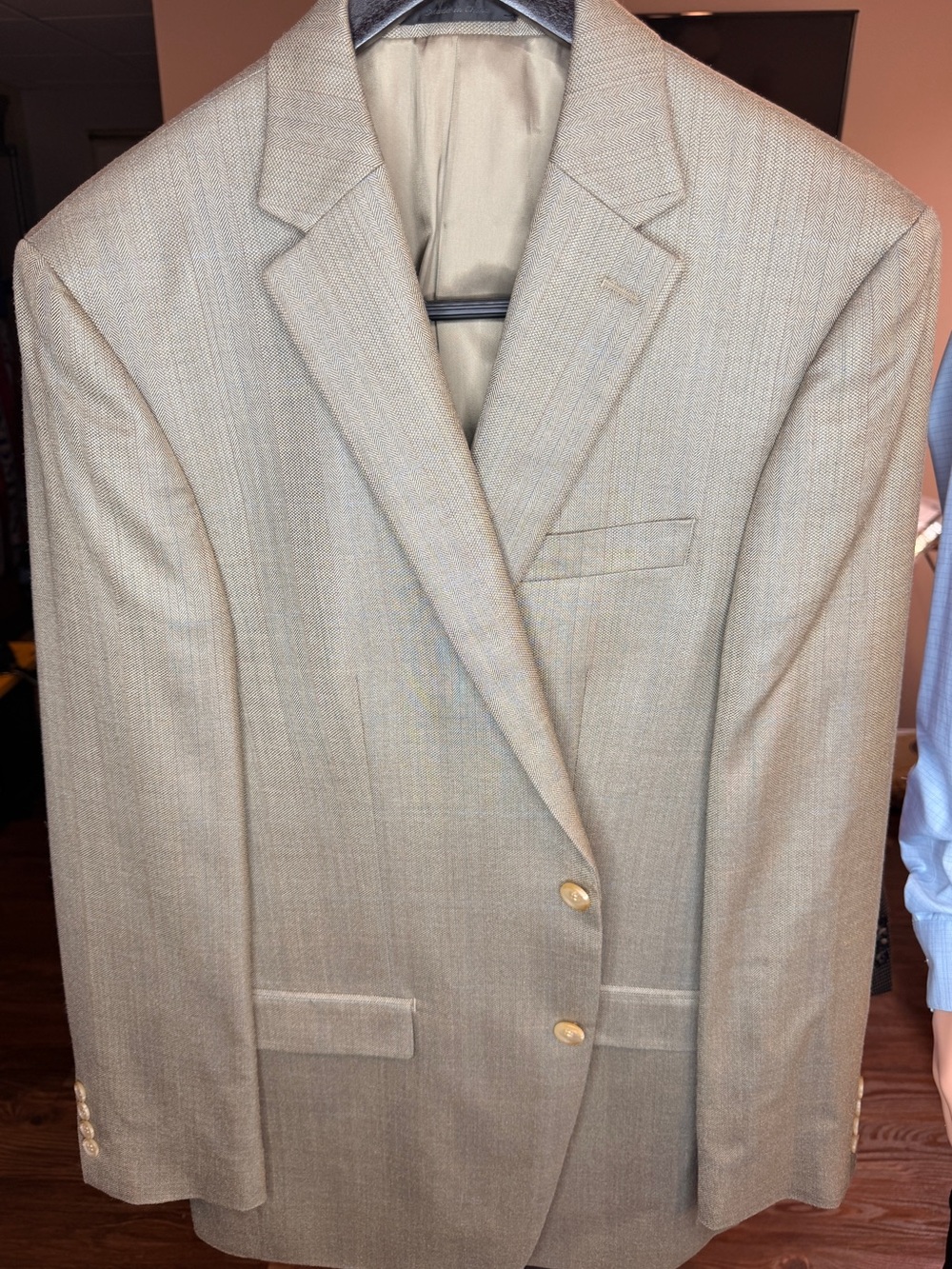 Lauren Ralph Lauren Mens Sport Coat Blazer Tan Herringbone Silk Wool 42L